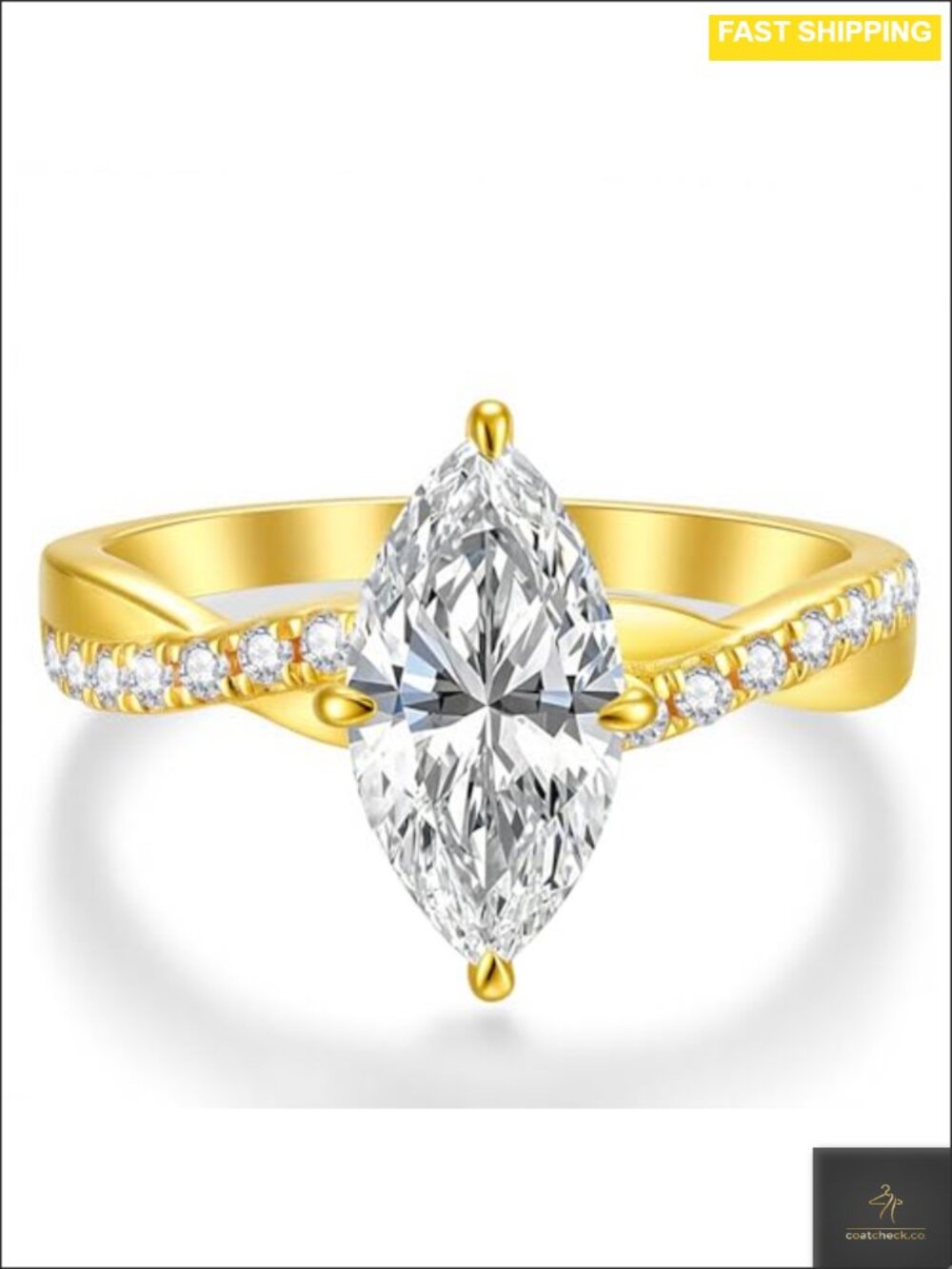 Moissanite Engagement Ring 2CT Marquise Cut Sterling Silver Wedding Promise